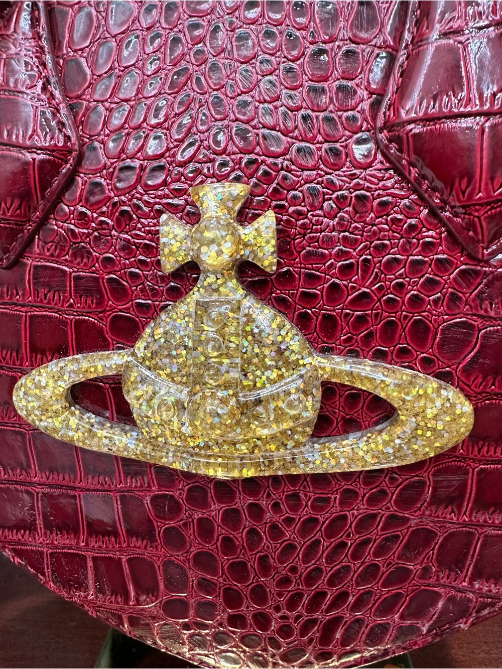 Vivienne Westwood Vintage Chancery Orb Heart Bag Red Croc Embossed Crossbody - Picture 6 of 15